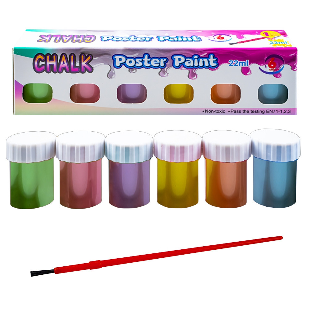 Acuarele guasa, set 6 culori pastel, pensula inclusa, recipiente 22 ml - imagine 5